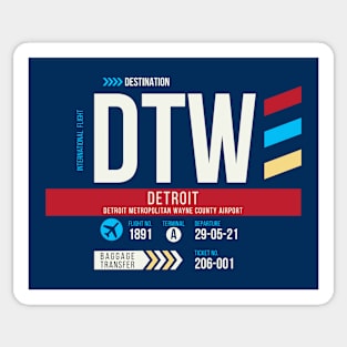 Detroit (DTW) Airport Code Baggage Tag Sticker